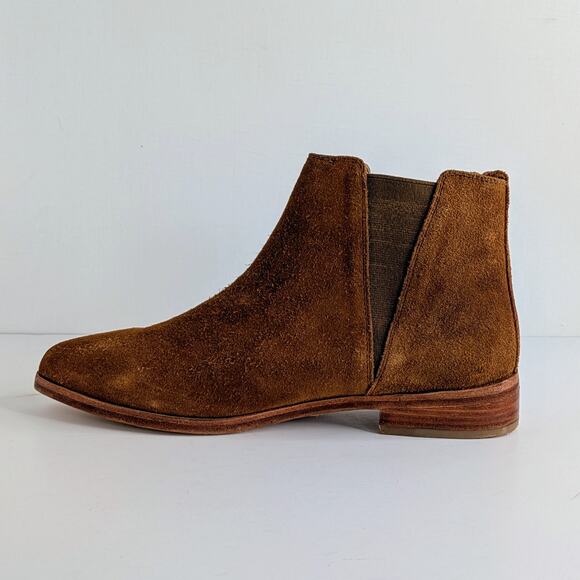 Nisolo Eva Everyday Chelsea Boots Womens 8.5 Brown Cognac Suede Ankle Pointy Toe - Picture 1 of 15